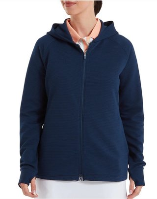 FootJoy Full-Zip Ottoman Hoodie sudadera con cremallera completa para mujer, azul marino