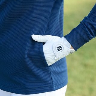 FootJoy Full-Zip Ottoman Hoodie sudadera con cremallera completa para mujer, azul marino
