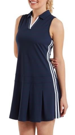 FootJoy Pleated vestido de mujer, azul marino/blanco