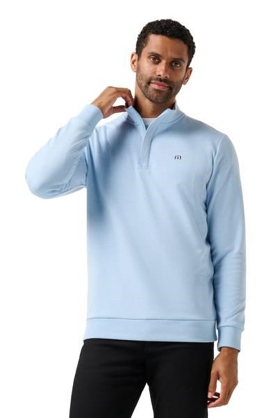 Travis Mathew Cloud Quarter Zip 2.0 pullover de hombre, heather powder blue