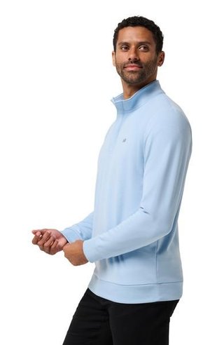 Travis Mathew Cloud Quarter Zip 2.0 pullover de hombre, heather powder blue
