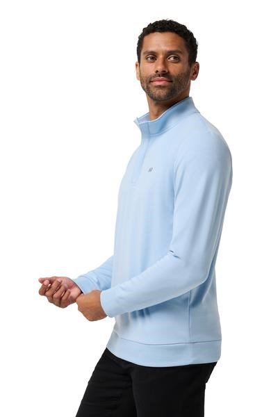 Travis Mathew Cloud Quarter Zip 2.0 pullover de hombre, heather powder blue