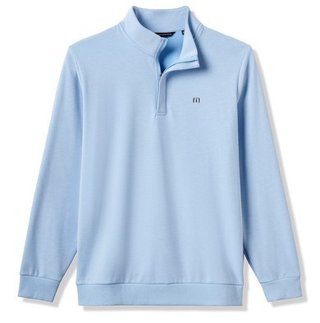 Travis Mathew Cloud Quarter Zip 2.0 pullover de hombre, heather powder blue