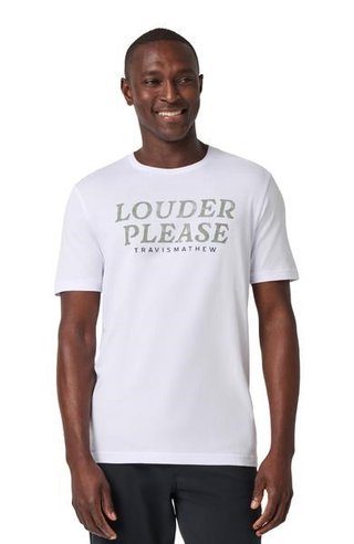 Travis Mathew Louder Please camiseta de hombre, blanca