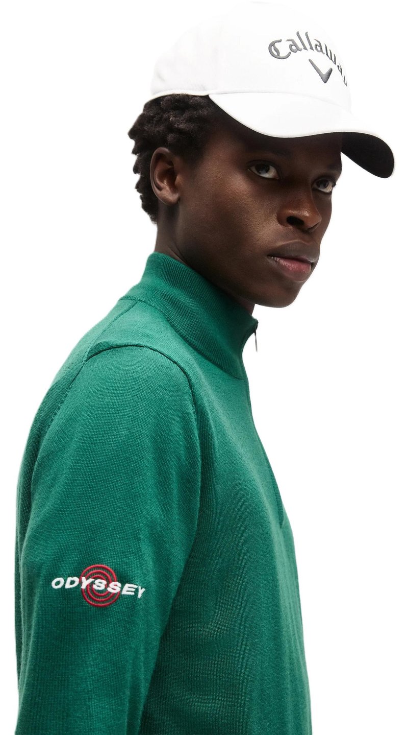 Callaway 1/4 Zip Mock suéter de hombre, deep galapagos green