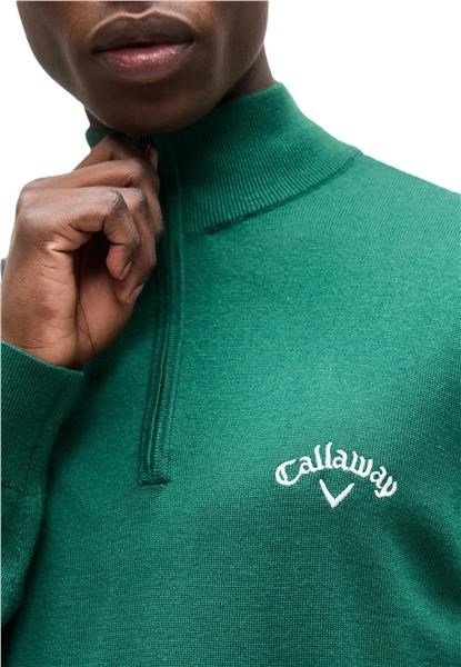 Callaway 1/4 Zip Mock suéter de hombre, deep galapagos green