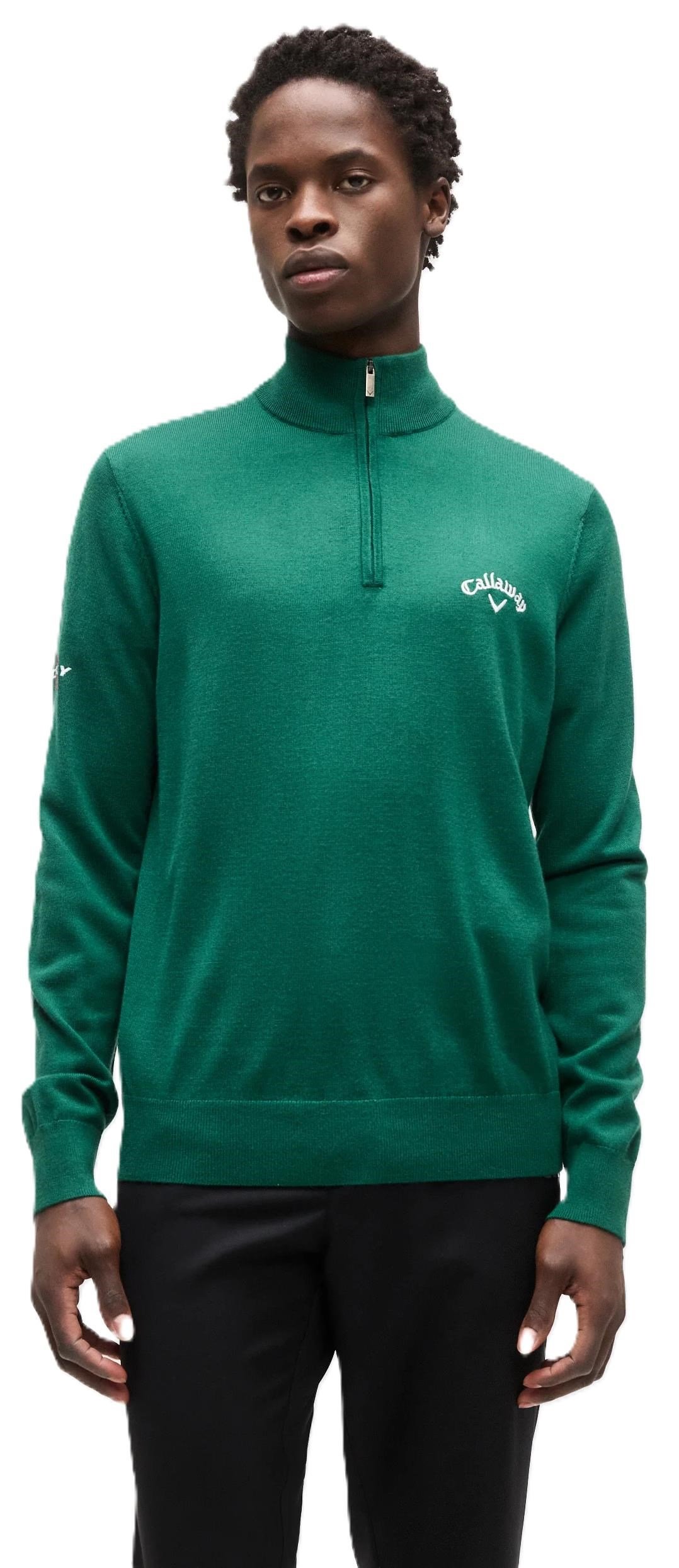 Callaway 1/4 Zip Mock suéter de hombre, deep galapagos green