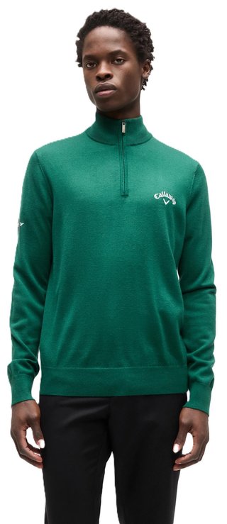 Callaway 1/4 Zip Mock suéter de hombre, deep galapagos green