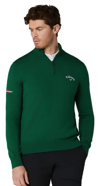 Callaway 1/4 Zip Mock suéter de hombre, deep galapagos green