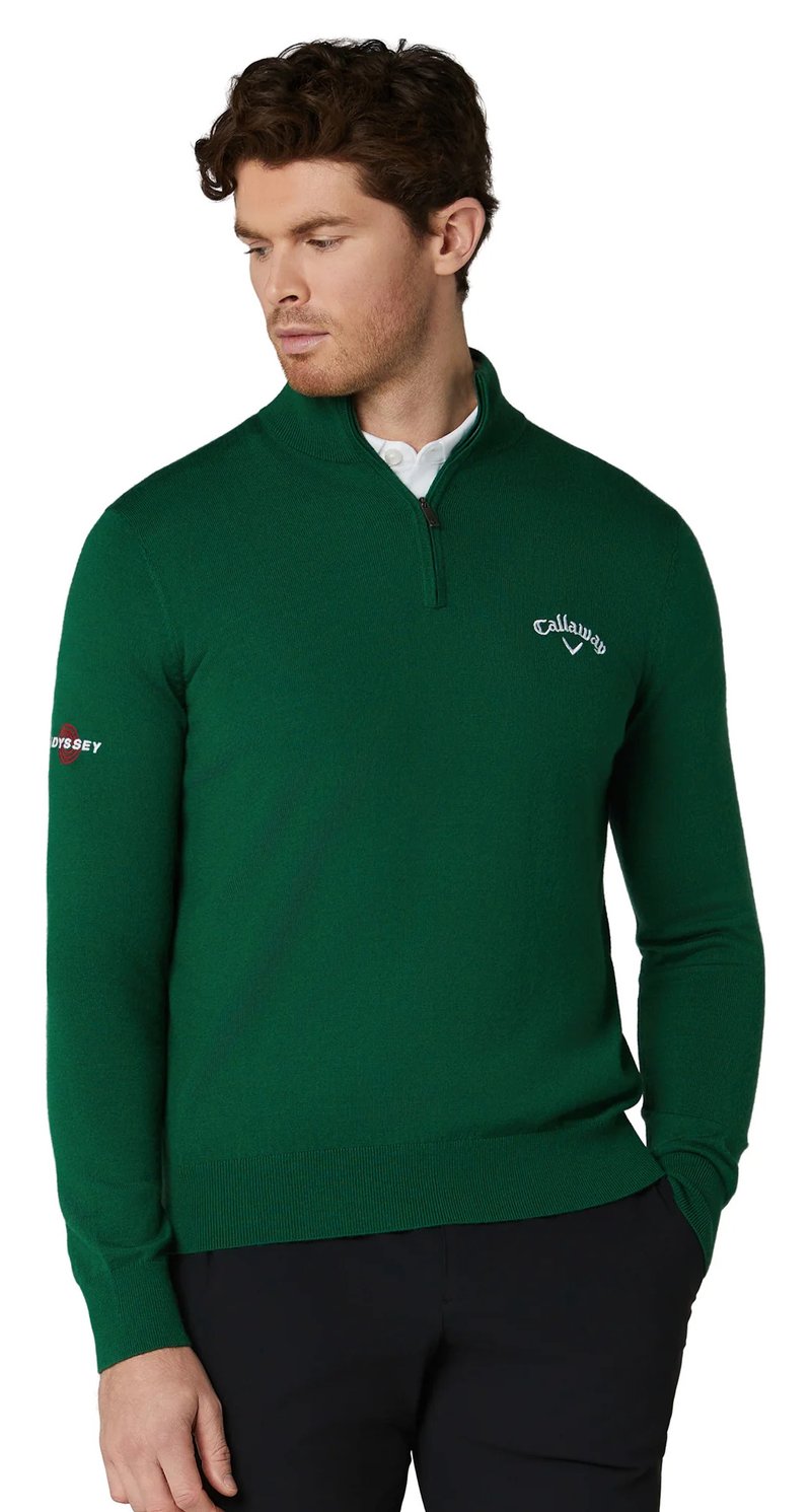 Callaway 1/4 Zip Mock suéter de hombre, deep galapagos green