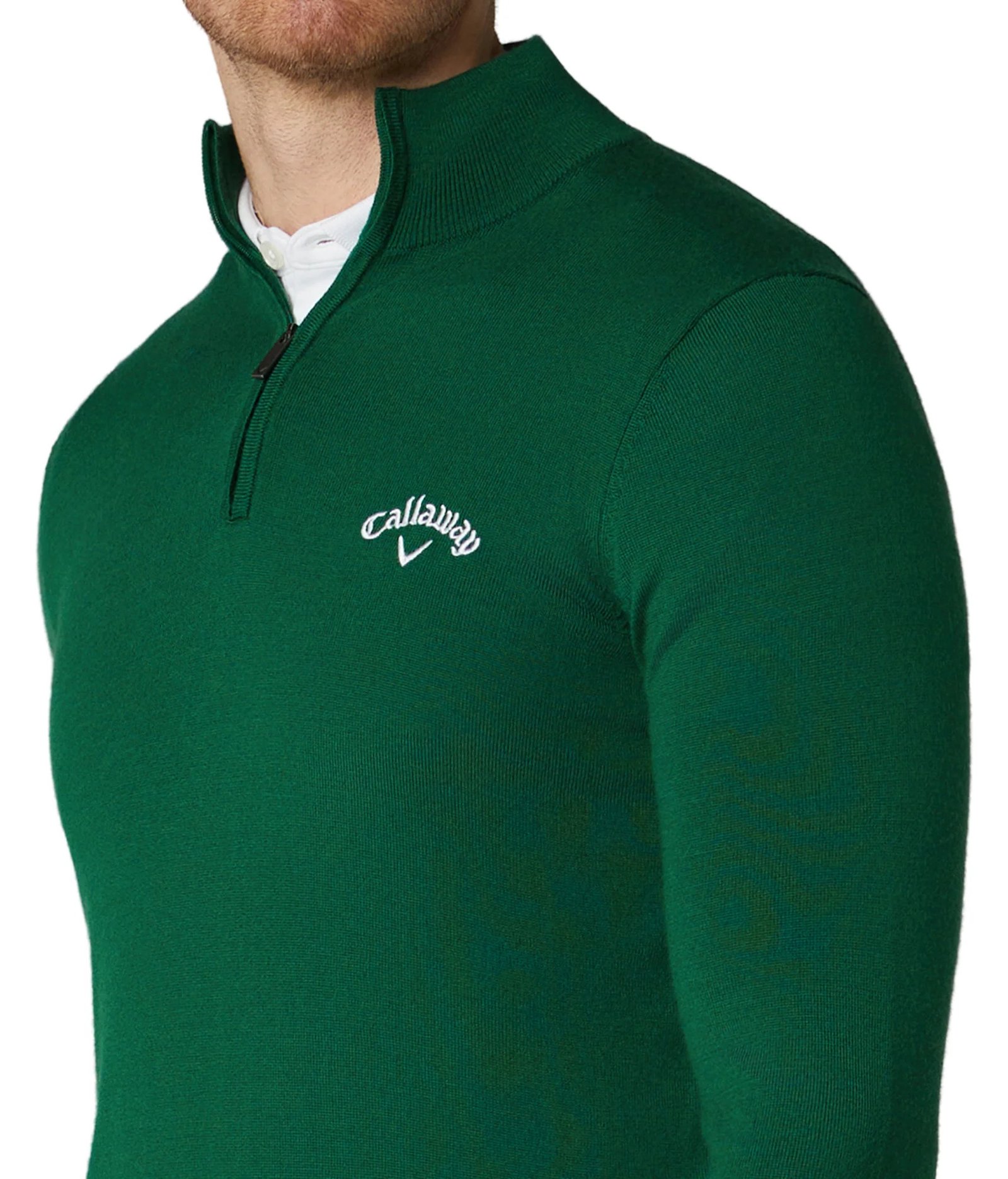 Callaway 1/4 Zip Mock suéter de hombre, deep galapagos green