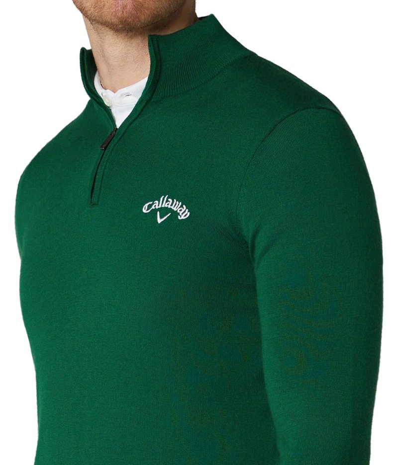 Callaway 1/4 Zip Mock suéter de hombre, deep galapagos green