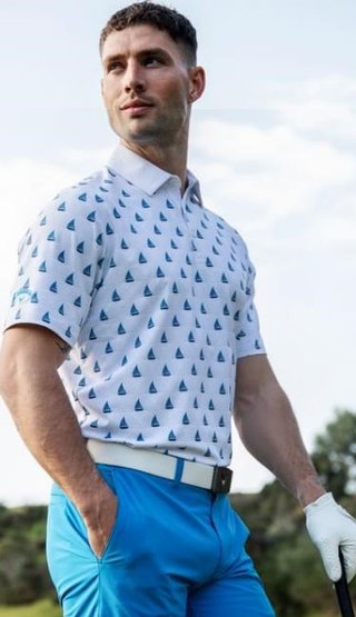 Callaway Sailboat Sunset Geo Print polo de hombre, bright white