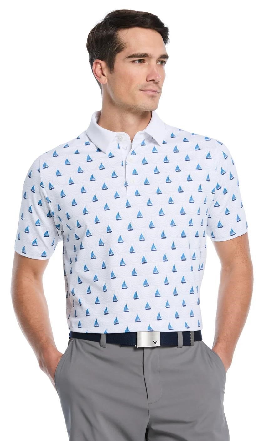 Callaway Sailboat Sunset Geo Print polo de hombre, bright white