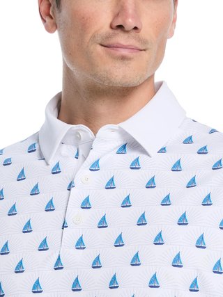 Callaway Sailboat Sunset Geo Print polo de hombre, bright white