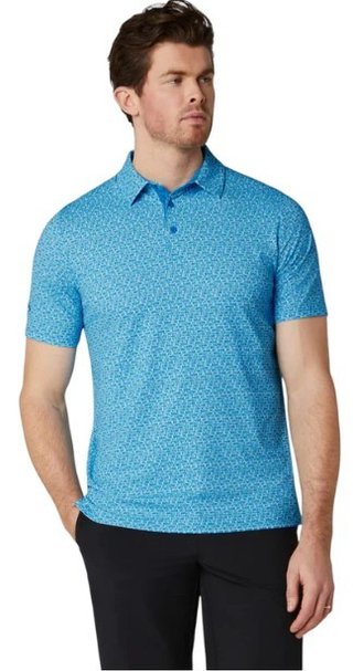Callaway Tile Gingham Print polo de hombre, brilliant blue