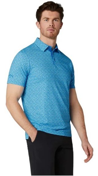 Callaway Tile Gingham Print polo de hombre, brilliant blue