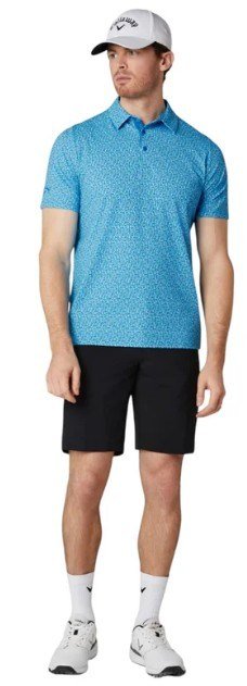 Callaway Tile Gingham Print polo de hombre, brilliant blue