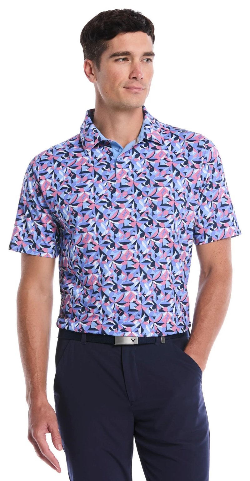 Callaway Dogwood Floral Geo polo de hombre, vista blue