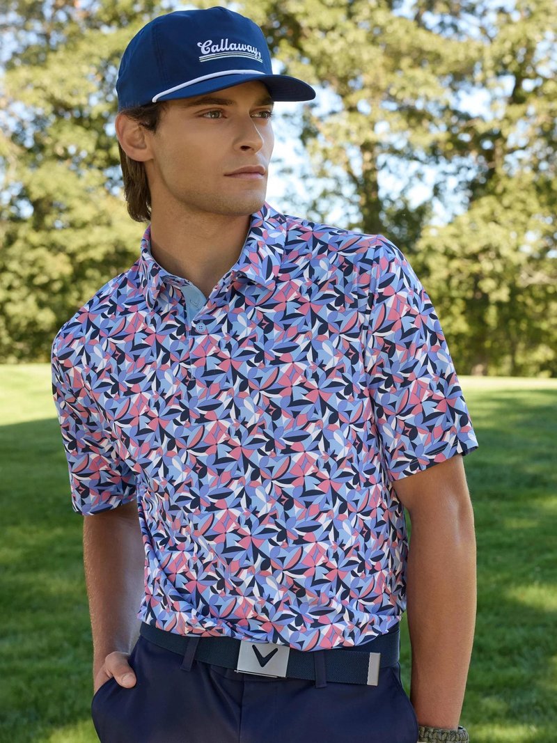 Callaway Dogwood Floral Geo polo de hombre, vista blue