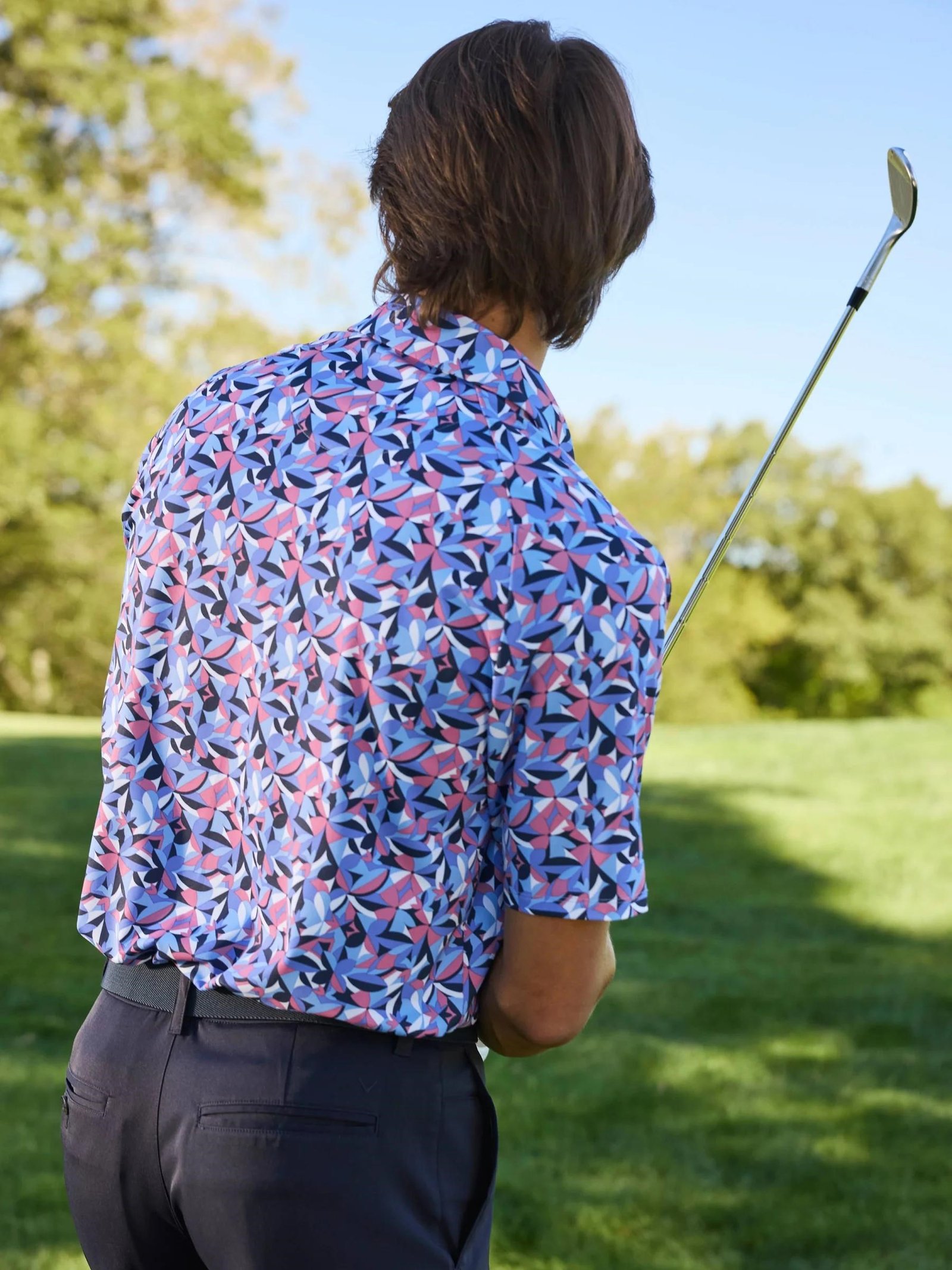 Callaway Dogwood Floral Geo polo de hombre, vista blue