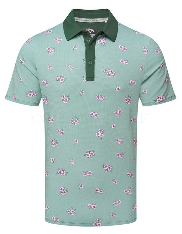 Callaway Azalea Gingham polo de hombre, galapagos green