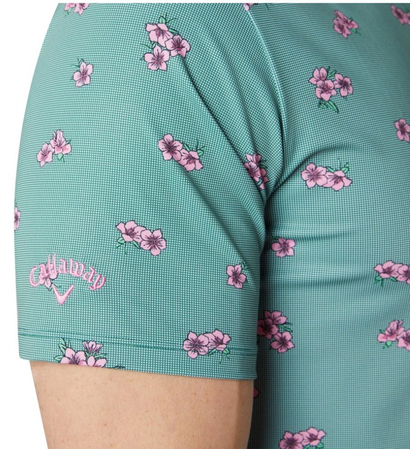 Callaway Azalea Gingham polo de hombre, galapagos green