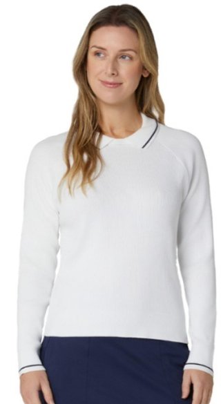 Callaway Collared suéter de mujer, brilliant white