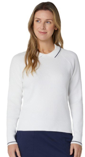Callaway Collared suéter de mujer, brilliant white