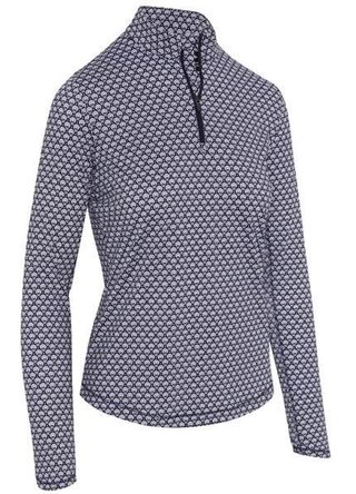 Callaway Scarf Geo Print Long Sleeve polo de mujer, peacoat