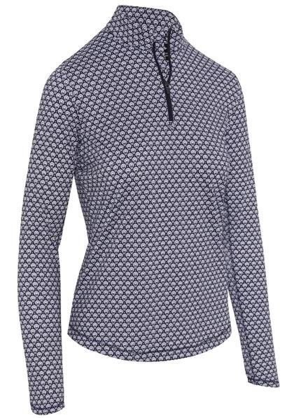 Callaway Scarf Geo Print Long Sleeve polo de mujer, peacoat