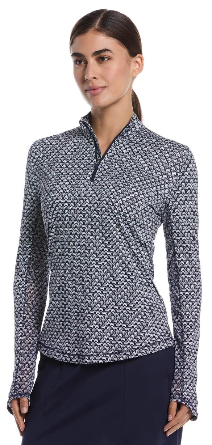 Callaway Scarf Geo Print Long Sleeve polo de mujer, peacoat