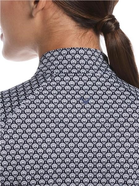 Callaway Scarf Geo Print Long Sleeve polo de mujer, peacoat