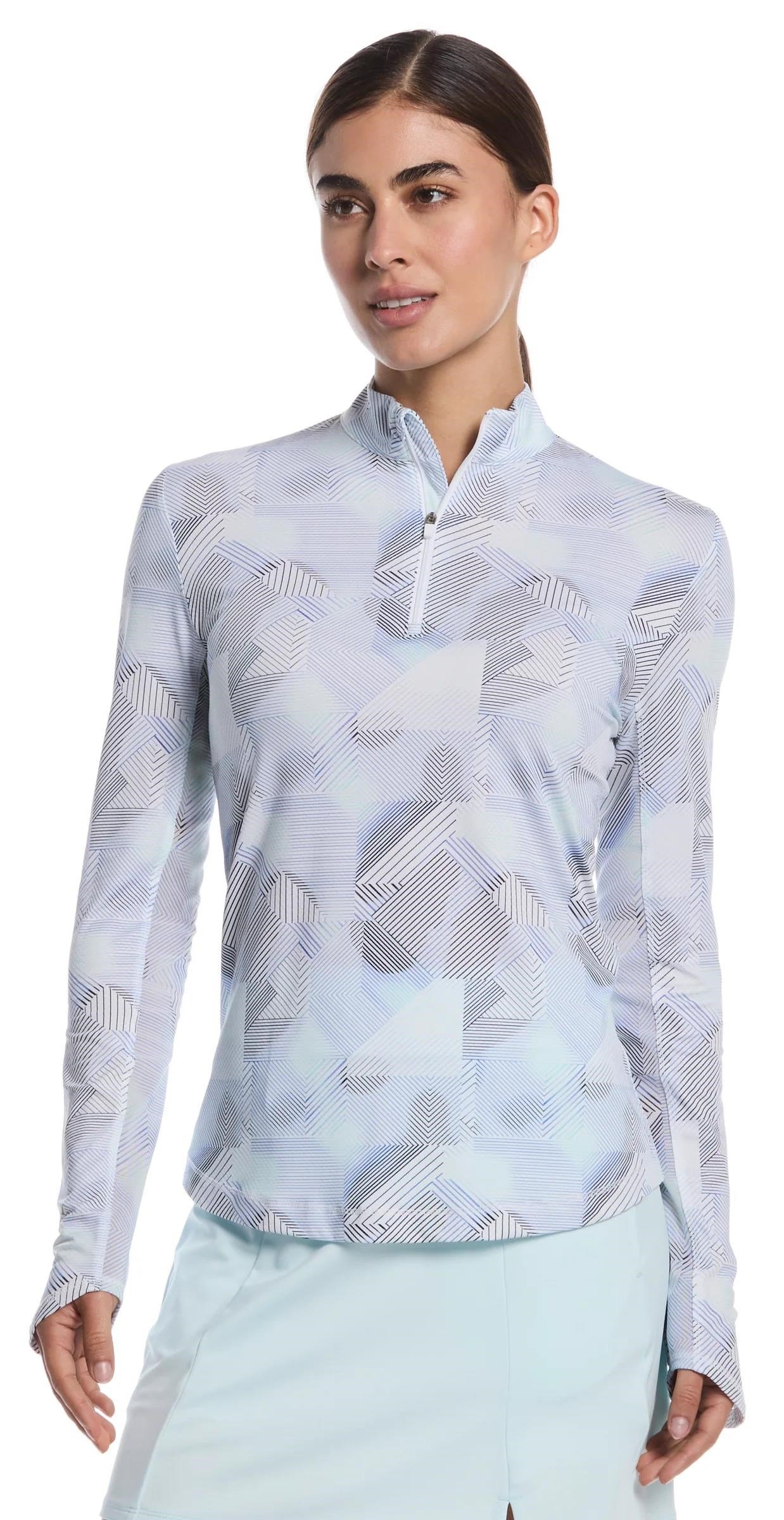 Callaway Active Geo Printed manga larga polo de mujer, brilliant white