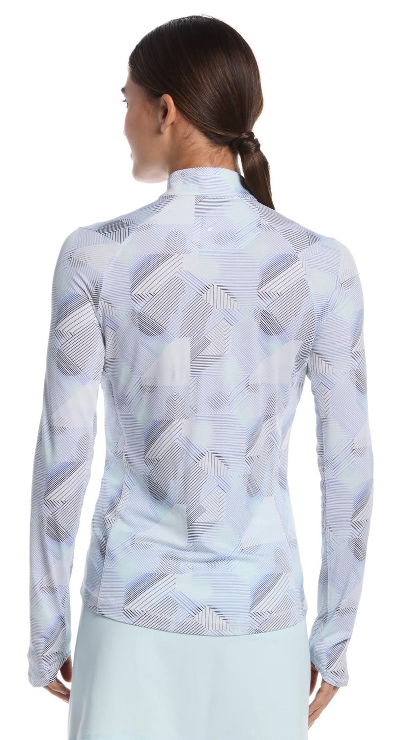 Callaway Active Geo Printed manga larga polo de mujer, brilliant white