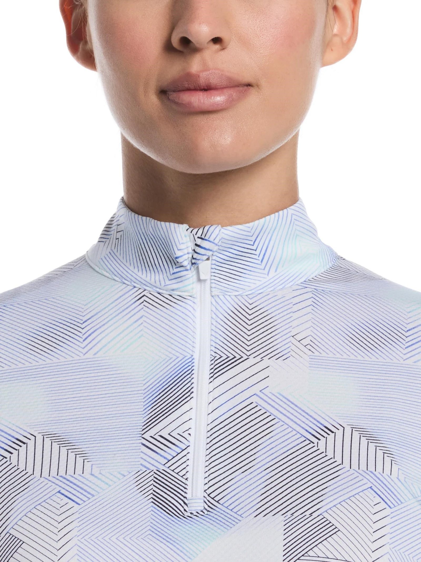 Callaway Active Geo Printed manga larga polo de mujer, brilliant white