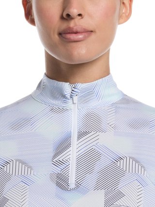 Callaway Active Geo Printed manga larga polo de mujer, brilliant white