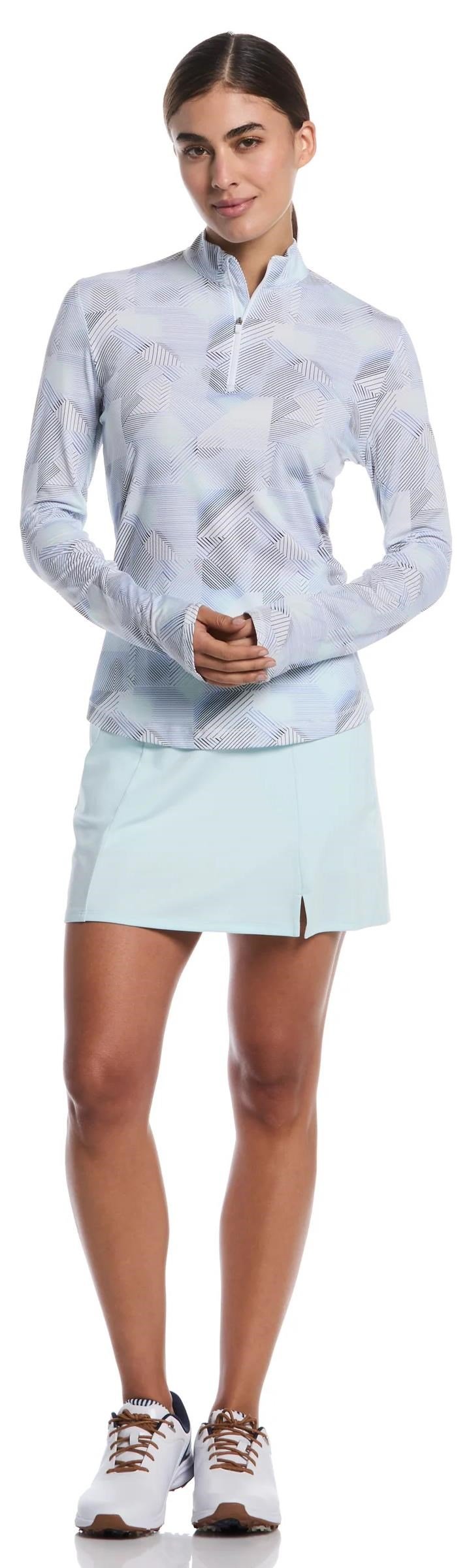 Callaway Active Geo Printed manga larga polo de mujer, brilliant white