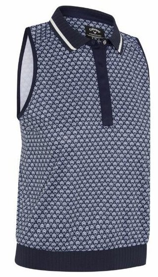 Callaway Scarf Geo Printed Sleeveless polo de mujer, peacoat