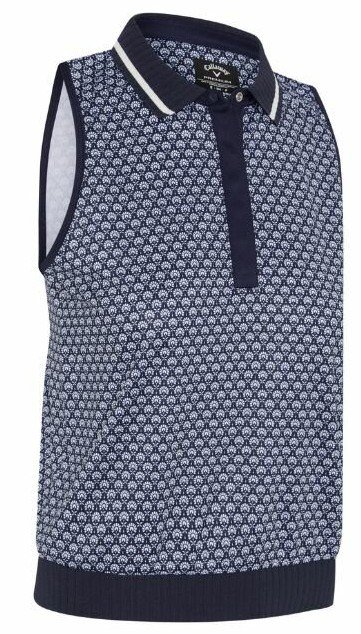 Callaway Scarf Geo Printed Sleeveless polo de mujer, peacoat