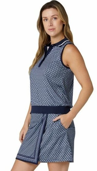 Callaway Scarf Geo Printed Sleeveless polo de mujer, peacoat