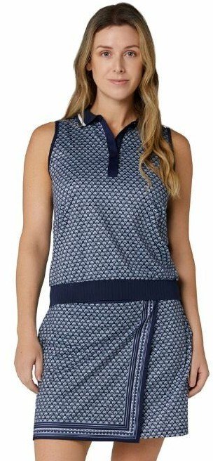 Callaway Scarf Geo Printed Sleeveless polo de mujer, peacoat