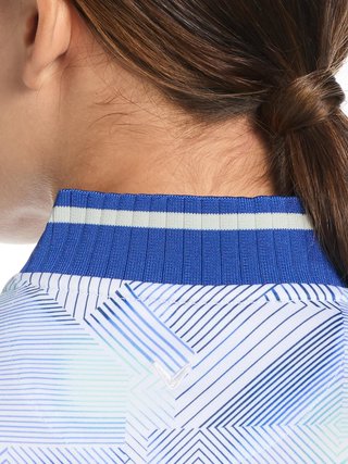 Callaway Sleeveless Rib Collar 1/4 ZIP Print polo de mujer, bright white