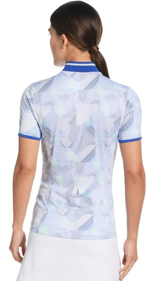 Callaway Sleeveless Rib Collar 1/4 ZIP Print polo de mujer, bright white