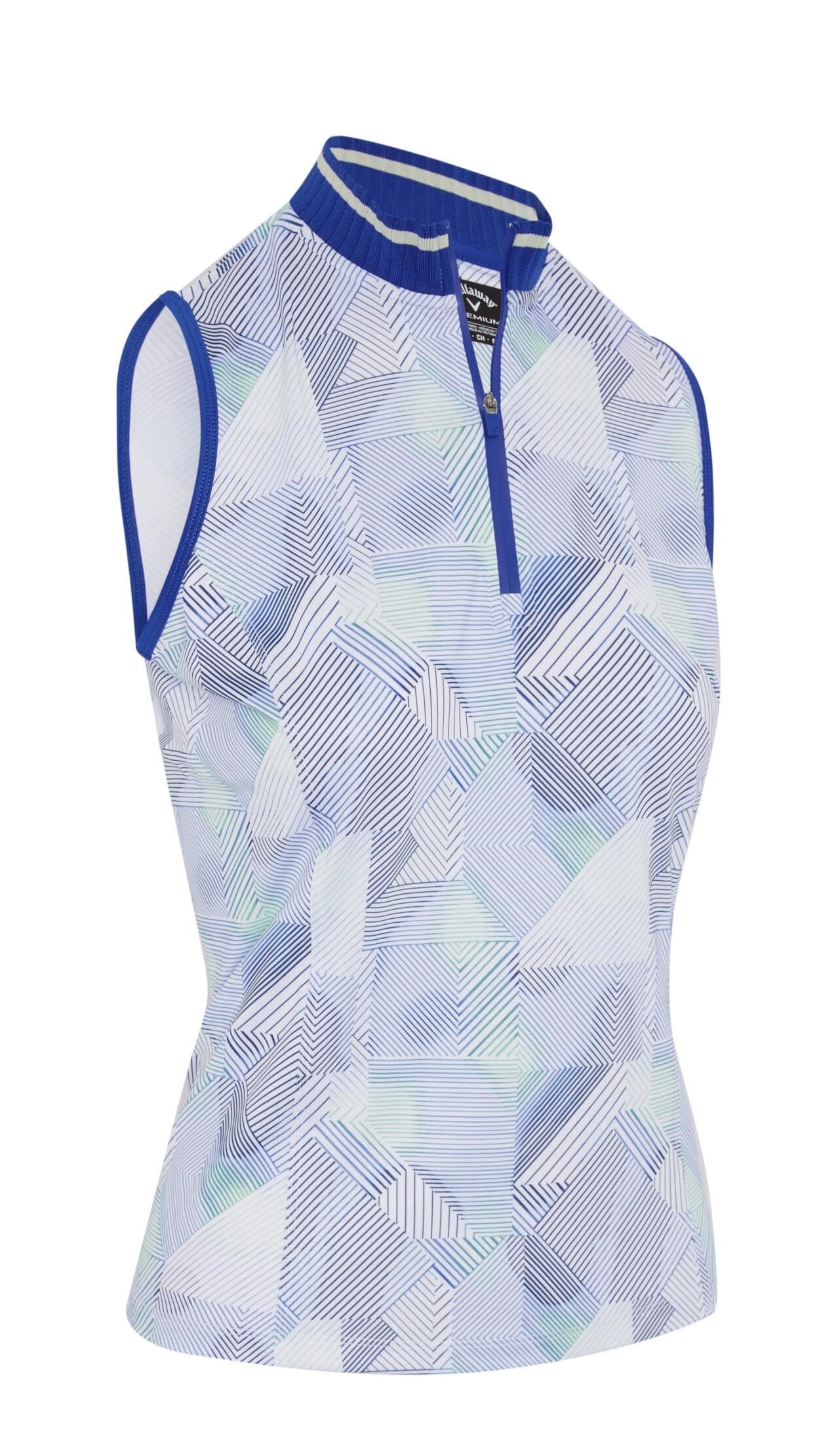 Callaway Sleeveless Rib Collar 1/4 Zip polo de mujer, brilliant white