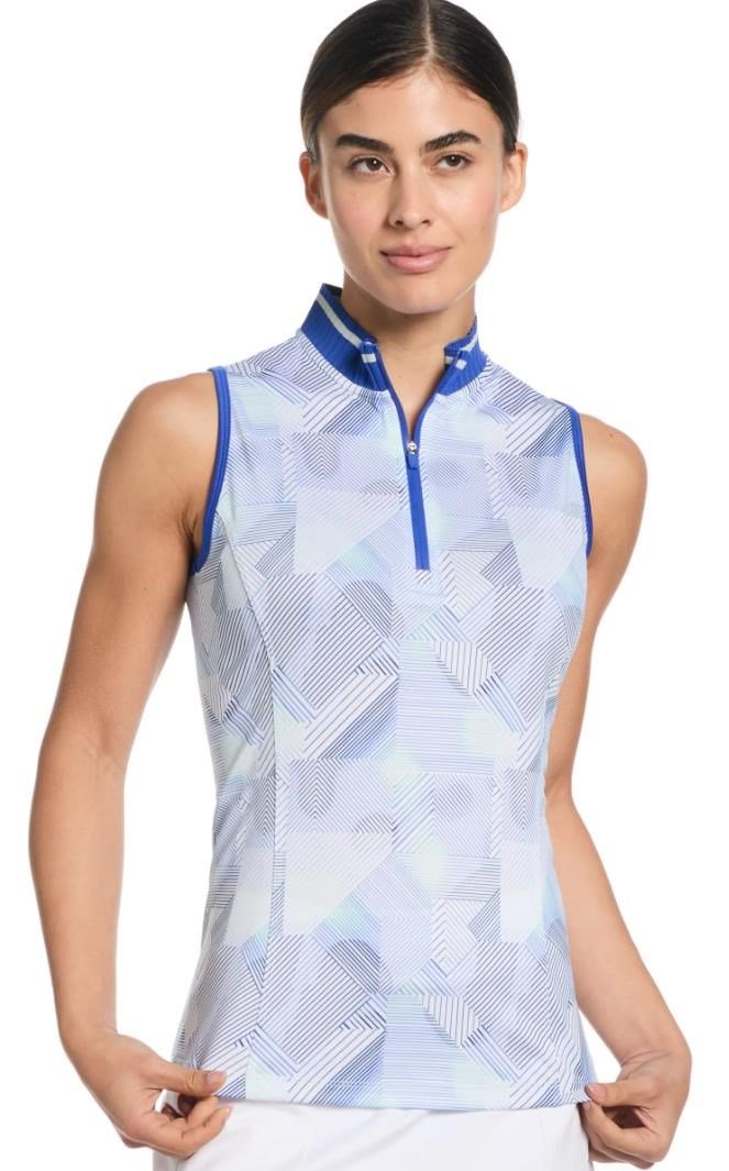 Callaway Sleeveless Rib Collar 1/4 Zip polo de mujer, brilliant white