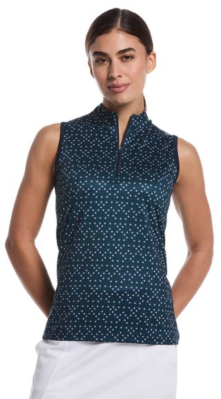 Callaway Sleeveless Framing Geo Print 1/4-Zip polo de mujer, peacoat
