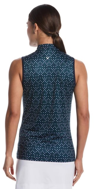 Callaway Sleeveless Framing Geo Print 1/4-Zip polo de mujer, peacoat