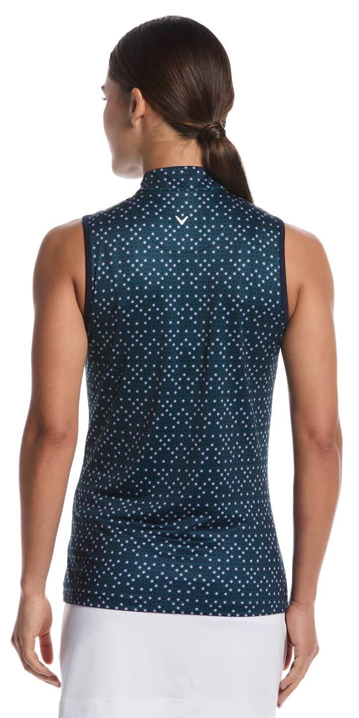 Callaway Sleeveless Framing Geo Print 1/4-Zip polo de mujer, peacoat