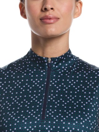 Callaway Sleeveless Framing Geo Print 1/4-Zip polo de mujer, peacoat